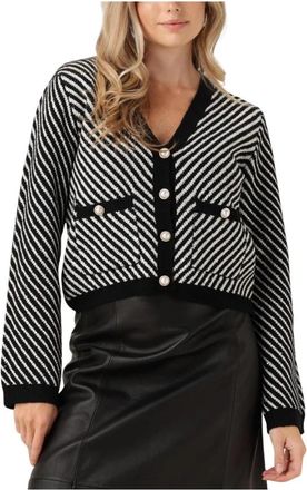 Y.A.S Sequin Knit Cardigan - Dames - Vesten - Zwart - M - Polyester - Truien & Vesten