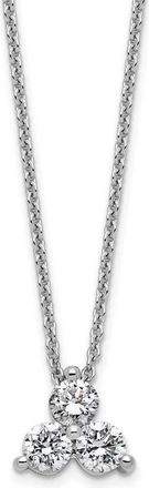 Diamond2Deal 14K Gold 1/2 Ct Lab Grown Diamond Three Stone Necklace 18 Clarity VS, Color D-E