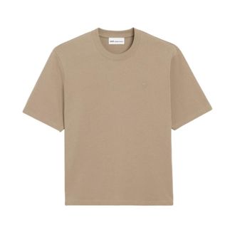 Ami T-Shirts, female, Beige, Size: S Embossed Ami De Coeur T-shirt