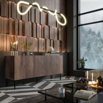 Dmora Aparador Montano, Aparador De Sal&oacute;n Con Dos Puertas Batientes, Elevado Del Suelo, 151x40 H72 Cm, Nogal