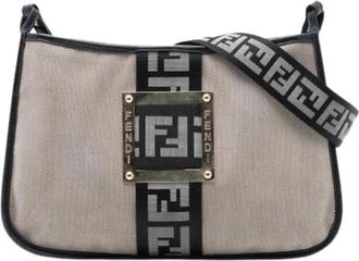 Fendi Pre-owned Cross Body Bags, female, Beige, Size: ONE SIZE Pre-owned Canvas Crossbody Bag