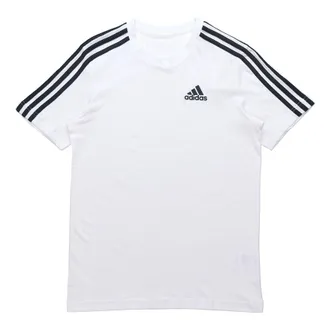 adidas M 3s Sj T Sports Training Stripe Round Neck Short Sleeve White GL3733