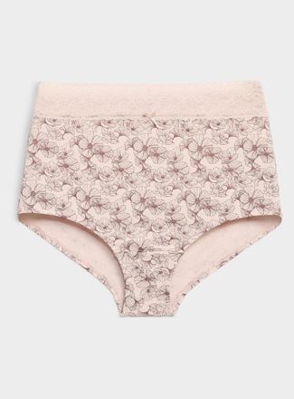 Miiyu Womens Lace trim stretch high-waist boyshort Organic cotton and nylon