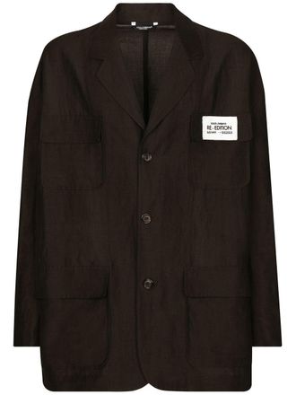 Dolce & Gabbana single-breasted linen blazer - Brown
