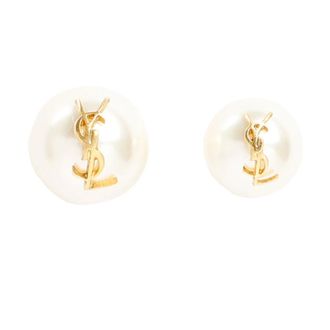 Saint Laurent Monogram Parel Oorbellen - Dames - Oorbellen - Beige - ONE Size - Accessoires