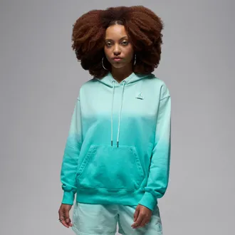 Nike Jordan Womens Jordan Flight Fleece Satin-Lined Pullover Hoodie in Green | HJ0036-357