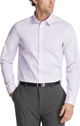 Calvin Klein Steel Plus Dress Shirt Mens Lilac Regular Button Up FTS3