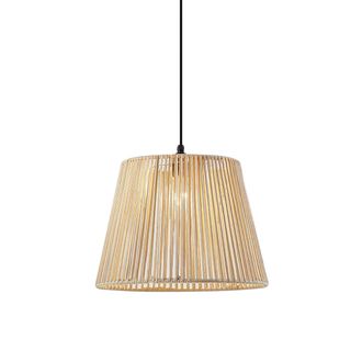 QAZQA Qazqa Japandi L&aacute;mpara Colgante De Exterior Negra Con Pantalla De Cuerda Beige Ip44 - Cava Jayla /acero /pl&aacute;stico Redonda Adecuado Para Led Max. 1 X 15