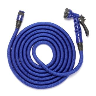 OEM Manguera De Jard&iacute;n Extensible De 15 M, Ligera, Con Pistola Pulverizadora De 7 Posiciones, Conector Universal Y Soporte Para Grifo. Color Azul