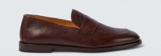 Brunello Cucinelli Woven leather penny loafers