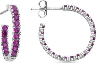 Luxenter 925 sterling zilveren oorbellen met robijn zirkonia rhodium afwerking - Iotha