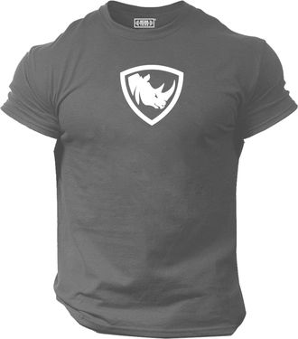 Generic Rhino T Shirt Gym Clothing Bodybuilding Training Workout Exercise Fitness Boxing MMA Tee Top (UK, Alpha, 3XL, Regular, Regular, Charcoal)