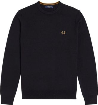 Fred Perry Klassieke trui met ronde hals - Heren - Ronde hals truien - Blauw - XL - Katoen - Truien & Vesten