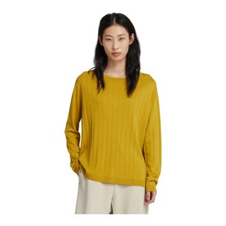 Max Mara Round-neck Knitwear, female, Green, Size: S Maglia con scollo a barchetta in filato di seta e cotone lavorata a coste piatte