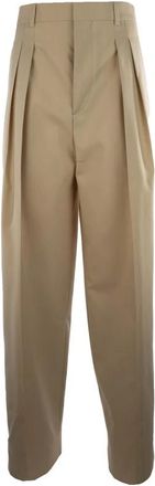 Bottega Veneta Wijde broek - Dames - Wijde Broeken - Beige - 3XS - Wol - Broeken
