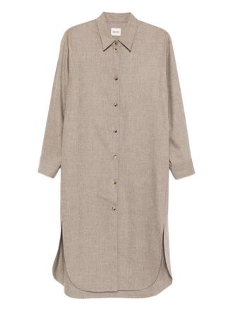 Khaite Gloria button long-sleeve midi dress - Neutrals