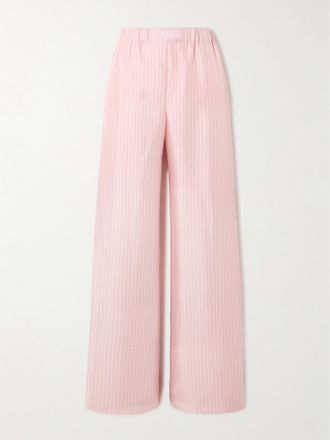 Versace Pantaloni A Gamba Larga In Twill Di Seta Stampato - Rosa