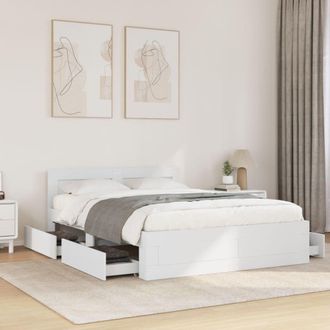 Berkfield Home Bed Frame with Headboard without Mattress White 120x200 cm | Size: Small Double