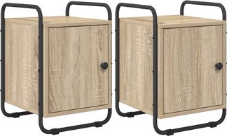 vidaXL Mesa De Noche 2 Uds. Roble Sonoma Madera De Ingenier&iacute;a Vidaxl