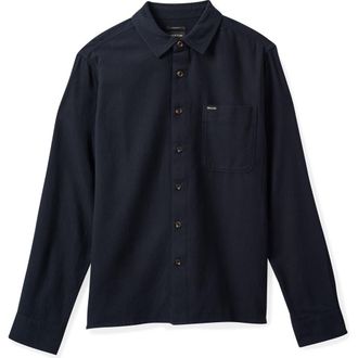 Brixton Hastings Solid Flannel Button-Up Shirt in Black at Nordstrom, Size X-Large
