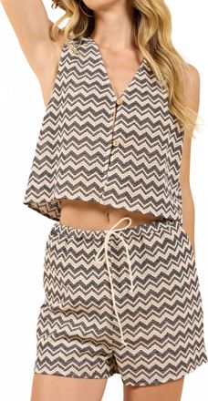 Sadie & Sage In Between Chevron Tank Top In Navy Ivory