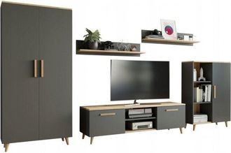 OEM Furniture Nord Parete Attrezzata Rovere Artigianale/antracite Soggiorno Stile Scandinavo