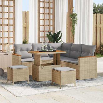 vidaXL Vidaxl - Conjunto De Sof&aacute; De Jard&iacute;n Con Coj&iacute;n 8 Pcs Beige Polirat&aacute;n