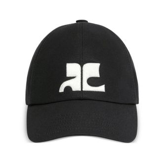 Courr&egrave;ges Caps, female, Black, Size: ONE SIZE AC Logo Cotton Cap