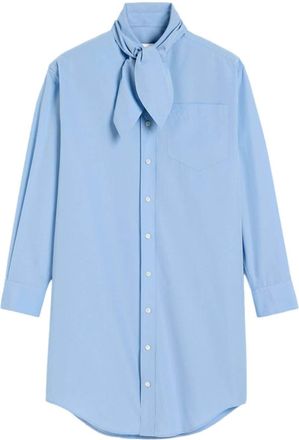Ami scarf-collar cotton shirt dress - women - Cotton - 36 - Blue