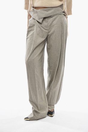 Stella McCartney Pantaloni HARLEY in Lana a Doppia Pince con Cintura Stella McCartney