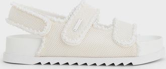 Charles & Keith Mesh Pearl-Embellished Flatform Sandals