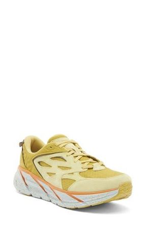 Hoka One One Clifton L Suede Sneaker in Golden Lichen /Celery Root at Nordstrom Rack, Size 14 Womens / 13 Mens