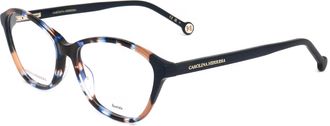 Carolina Herrera Womens 55 mm Havana Blue Eyeglasses
