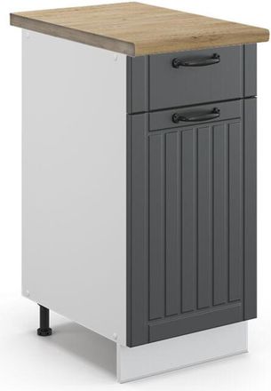 Vicco Mueble Bajo De Cocina Fame-line, Antracita Casa De Campo, 40 Cm, Et Roble Vicco