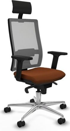 Piqueras y Crespo Piqueras Y Crespo - Horna sincro malla gris similpiel marrón brazos 2D base aluminio cabecero fijo ruedas 65mm nailon