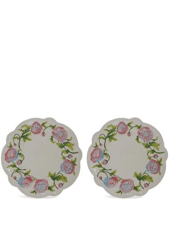 Les-Ottomans Set di 2 piatti Ortensie - Bianco