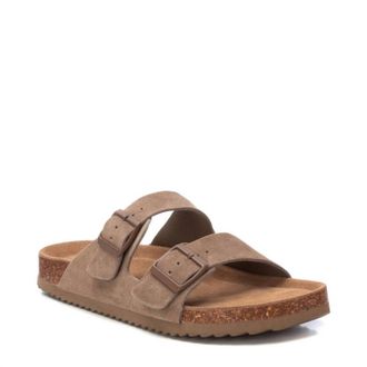 Xti Mens Cork Footbed Suede Leather Sandals In Taupe