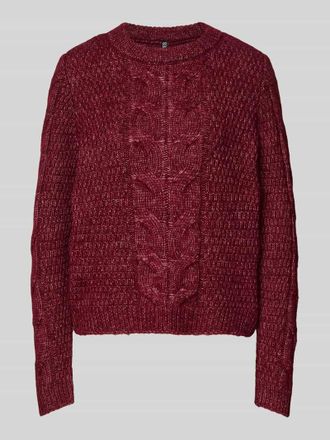 Pieces Regular Fit Strickpullover mit Woll-Anteil Modell NINA in Dunkelrot Melange, Gr&ouml;&szlig;e XL
