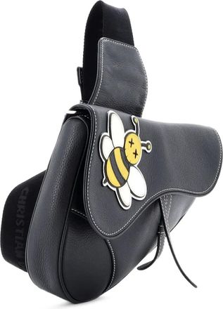 Dior KAWS Saddle Leather with Applique crossbody bag - Zwart
