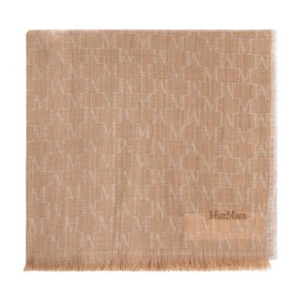 Max Mara Scarves, female, Beige, Size: ONE SIZE Scarf with monogram