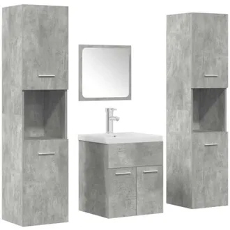 vidaXL Set Muebles De Ba&ntilde;o 5 Piezas Madera Ingenier&iacute;a Gris Hormig&oacute;n Vidaxl