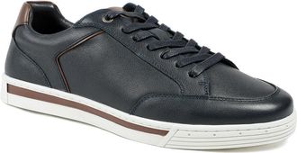 Jones Bootmaker Mens Salvo Premium Leather Lace Up Trainers - Navy - Size UK 11