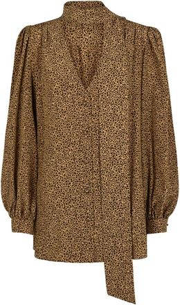 Valentino Camisa de Crep&eacute; de China con Estampado Micromacula Fauve &Eacute;clat - Blouses & Shirts - Mujer - Multicolor - S