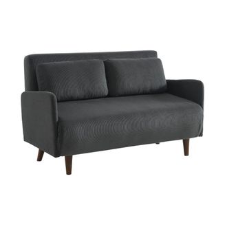 Sweeek Sof&aacute; cama de pana de 2 plazas con patas de madera, gris oscuro