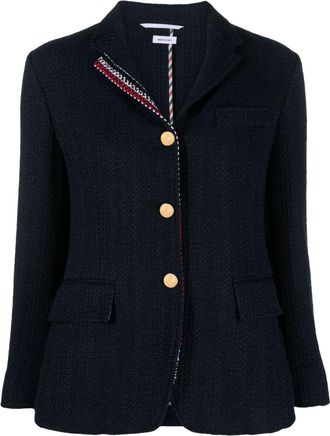 Thom Browne RWB-striped tweed blazer - women - Cotton - 38 - Blue