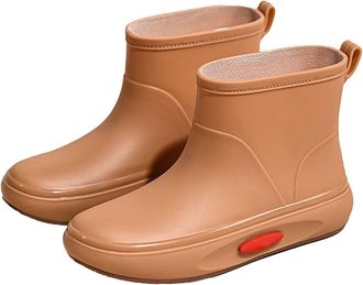 Generic Womens Rain Casual Shoes Short Ankle Boots Outdoor Womens Casual Shoes Rain Boot Women 11 (Brown, 4.5)