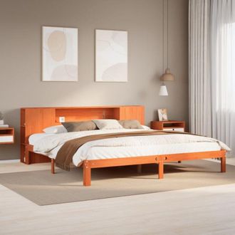 vidaXL Cama Con Estanter&iacute;a Sin Colch&oacute;n Madera Maciza Marr&oacute;n 180x200cm Vidaxl