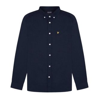 Lyle & Scott Heren Geborduurd Logo Oxford Overhemd (Marine)