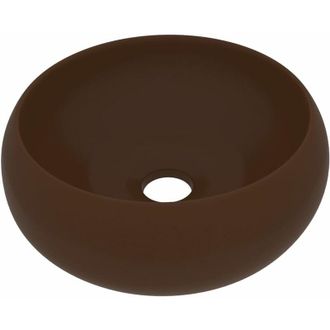 vidaXL Lavabo De Lujo Redondo Cer&aacute;mica Marr&oacute;n Oscuro Mate 40x15 Cm Vidaxl