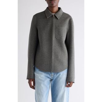 Acne Studios Wool & Cashmere Felt Shirt Jacket in Vintage Grey Melange at Nordstrom, Size 10 Us